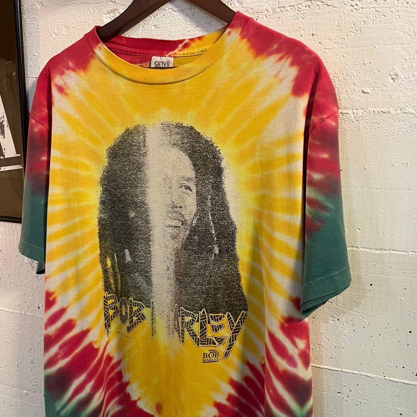 Vintage 90's Bob Marley Tuff Gong Single Stitch Tie Dye Rap T-Shirt - Size XL - Made In USA - Red/Green/Yellow-