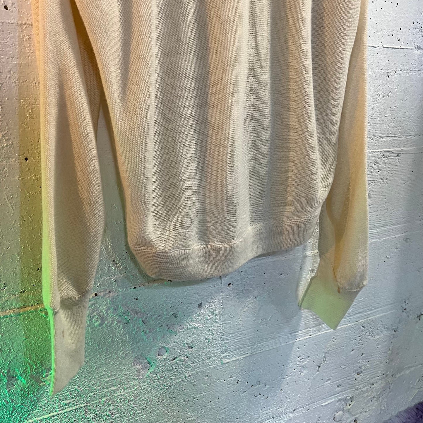 Vintage 60’s/70’s Lord Jeff 100% Acrylic Knitted Cardigan Sweater - Size XL - Made In USA - Cream