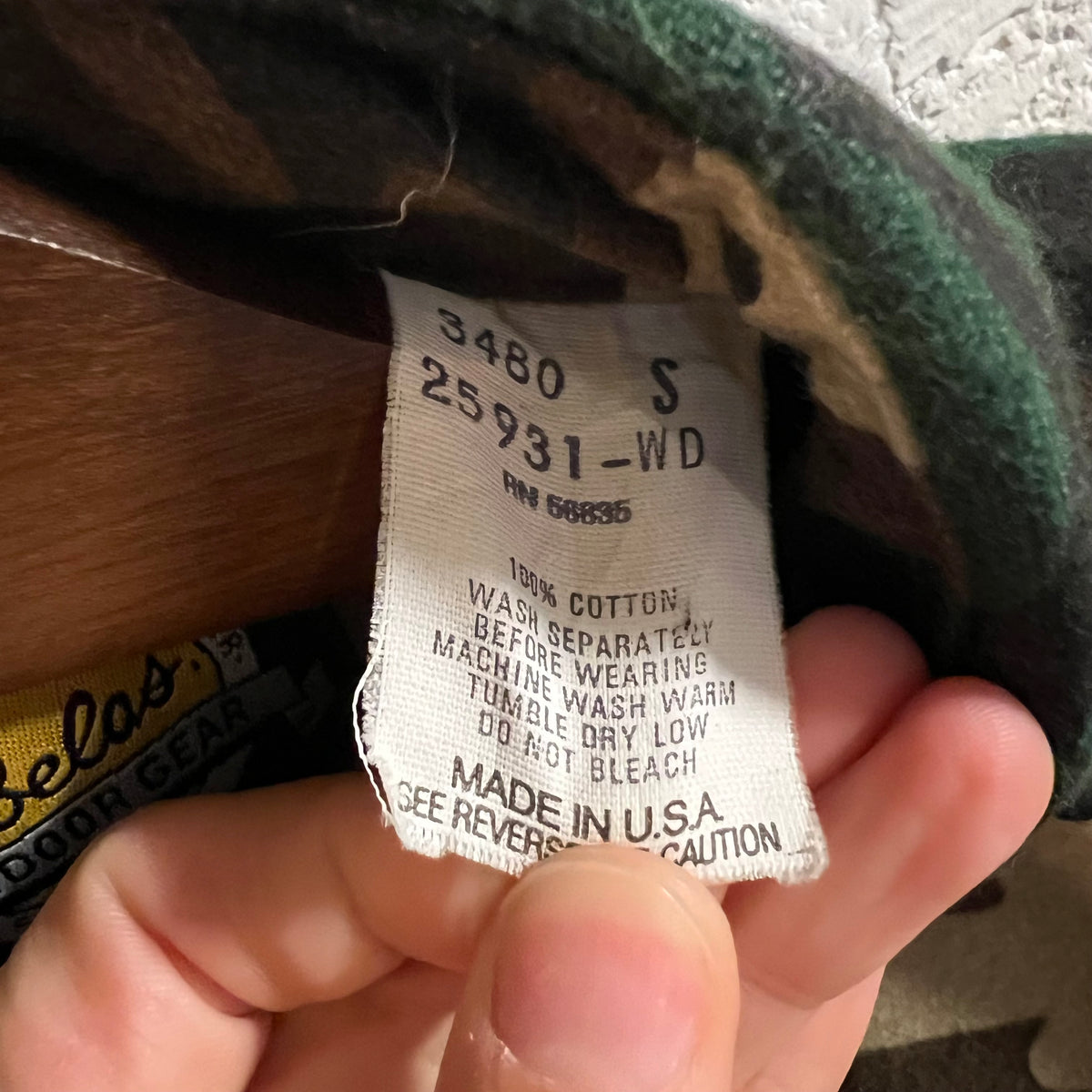 Vintage 90’s Cabela’s Woodland Camo Chamois Cloth Long Sleeve Button Up Flannel - Size Small - Made In USA - Earth Toned