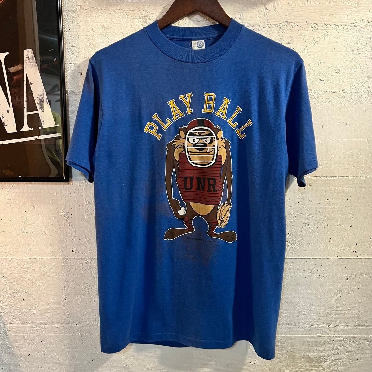 Vintage 1983 Distressed UNR Taz Baseball Single Stitch T-Shirt - Size Large - Made In USA - Blue/Multi