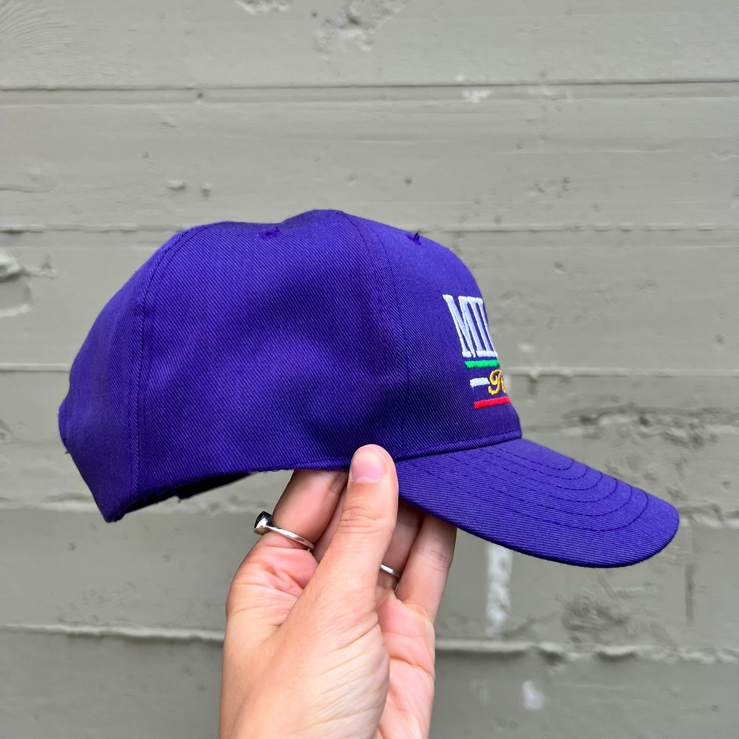 Vintage Embroidered Milano, Italia Snap Back Hat - One Size Fits All - Purple/Multi