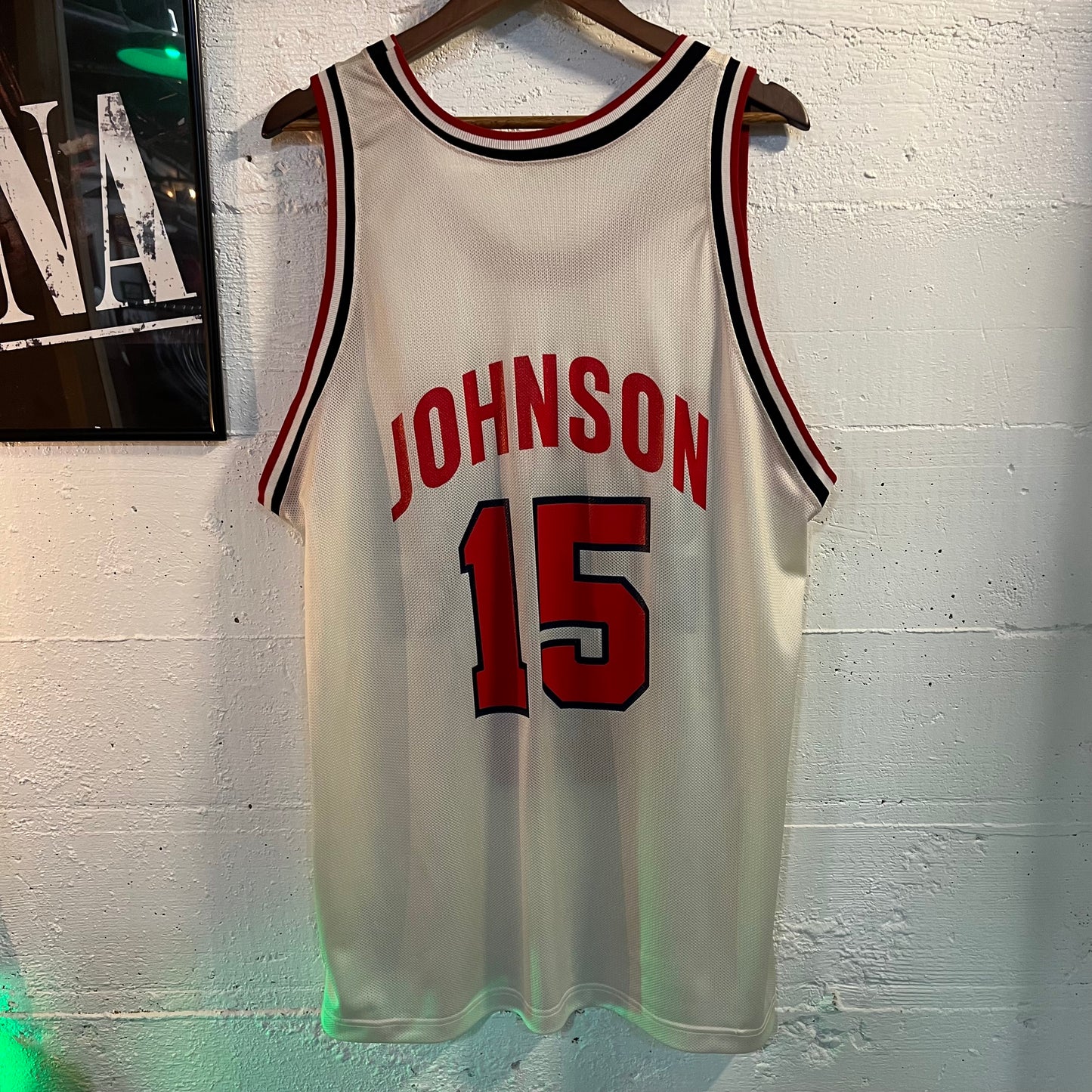 Vintage 1992 Champion Team USA Dream Team 'Magic Johnson' #15 European Release Basketball Jersey - Size XL - Made In USA - Red/White/Blue