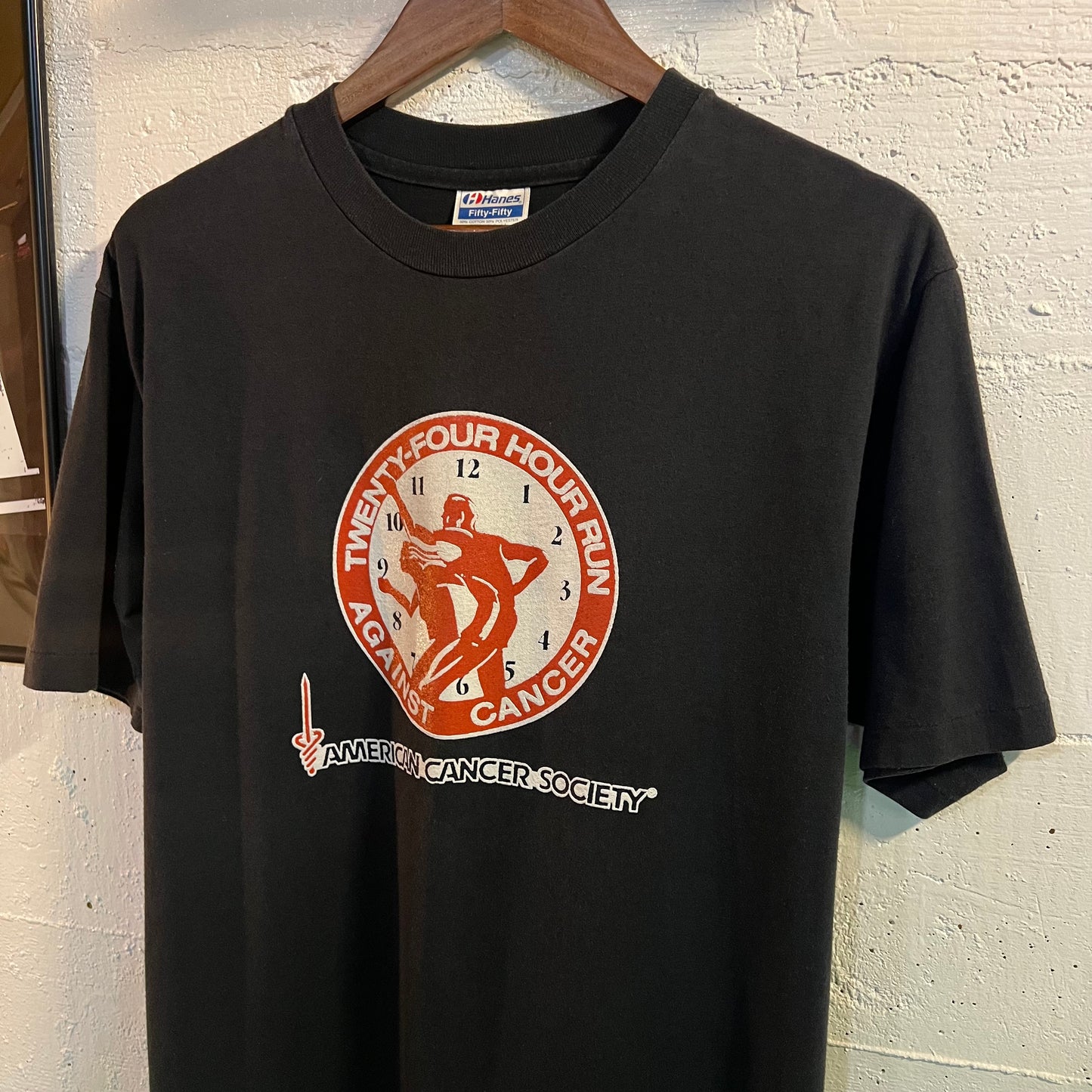 Vintage 90's American Cancer Society Marathon Single Stitch T-Shirt - Size Large - Made In USA - Black