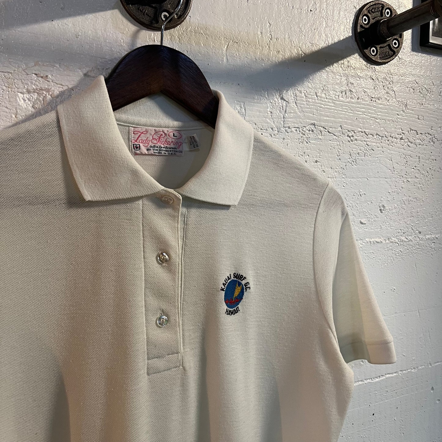 Vintage Lady Pickering Kauai Surf Golf Club Embroidered Polo Shirt - Size Large - Made In USA - White