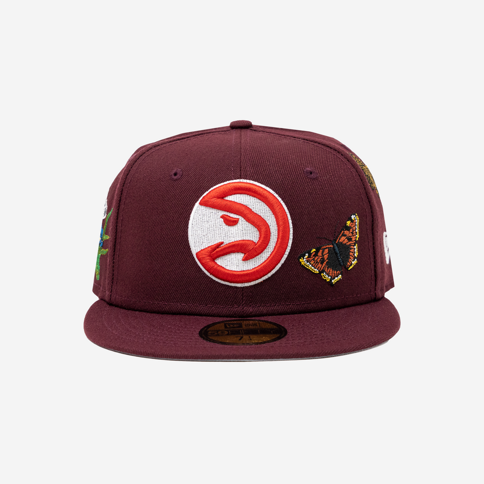 *New* Felt x New Era 'Atlanta Hawks-For Every Living Thing' 59Fifty Fitted Hat - Size 7-1/8 - Maroon