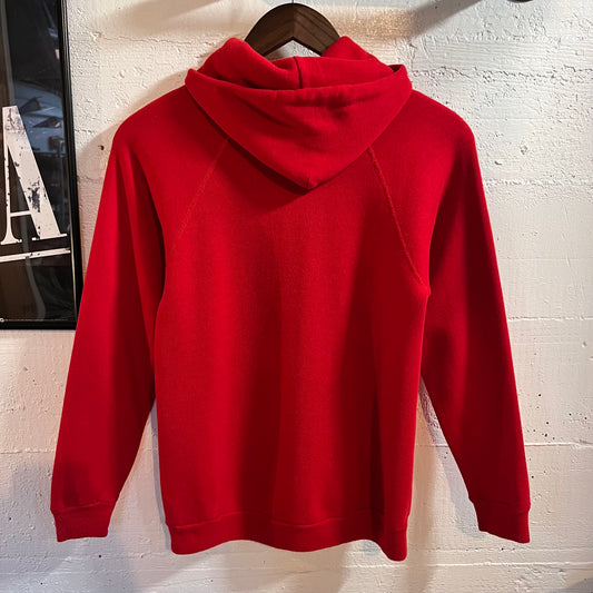 Vintage 80’s California University Of Pennsylvania Raglan Sleeve Hoodie Sweatshirt - Size Youth Large - Made In USA - Red/Black