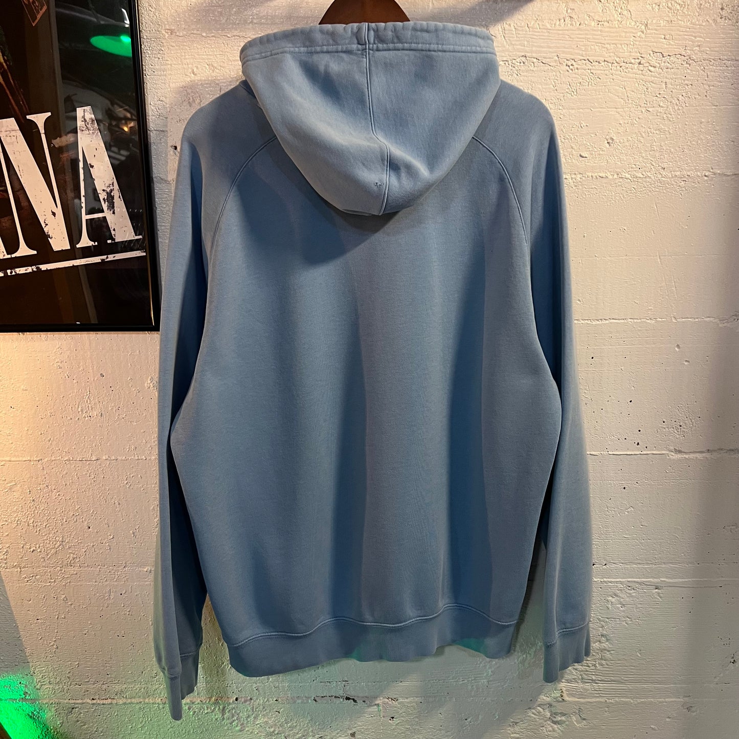 Vintage 2000's Nike Air Swoosh Raglan Sleeve Hooded Sweatshirt - Size Large - Carolina Blue