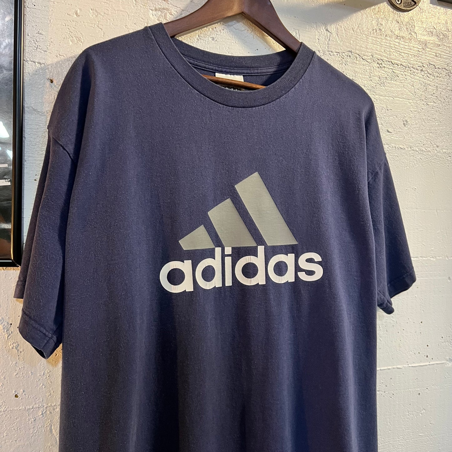 Vintage 90's Adidas T-Shirt - Size Large - Made In USA - Navy