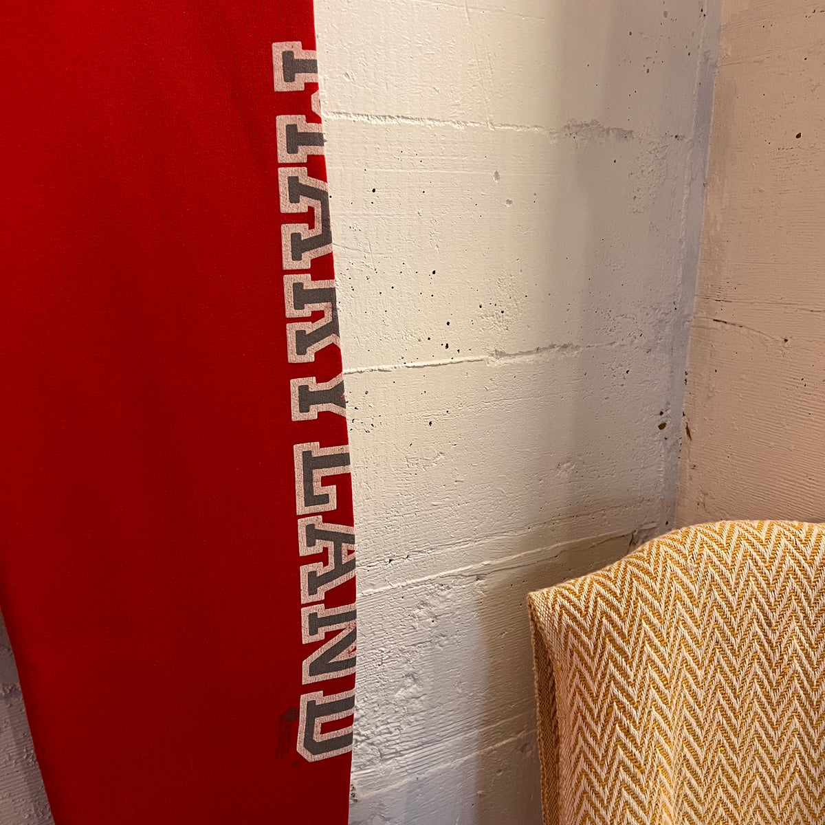 Vintage 80’s Russell Maryland Adjustable Waist Sweatpants - Size Medium - Made In USA - Red/Grey/White
