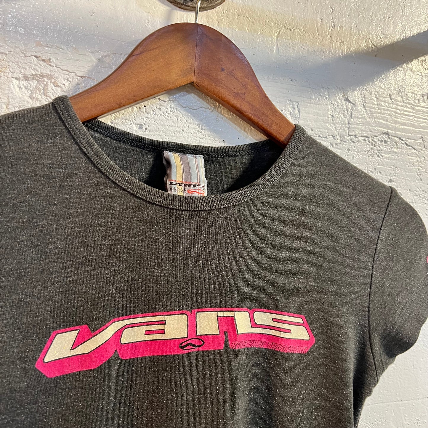 Vintage Late 90's Vans 'Registered Trademark Glitter Logo Baby Tee - Size Small - Made In USA