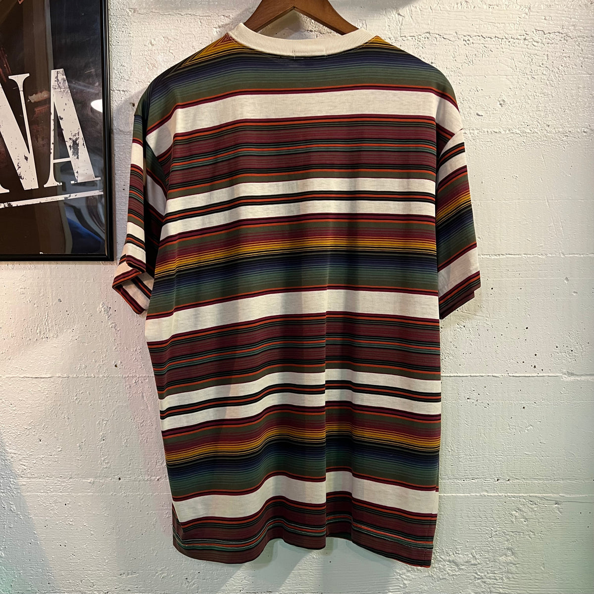 Vintage 80's Stüssy Embroidered Crown Striped Tom Tom Pocket T-Shirt
- Size Medium - Made In USA