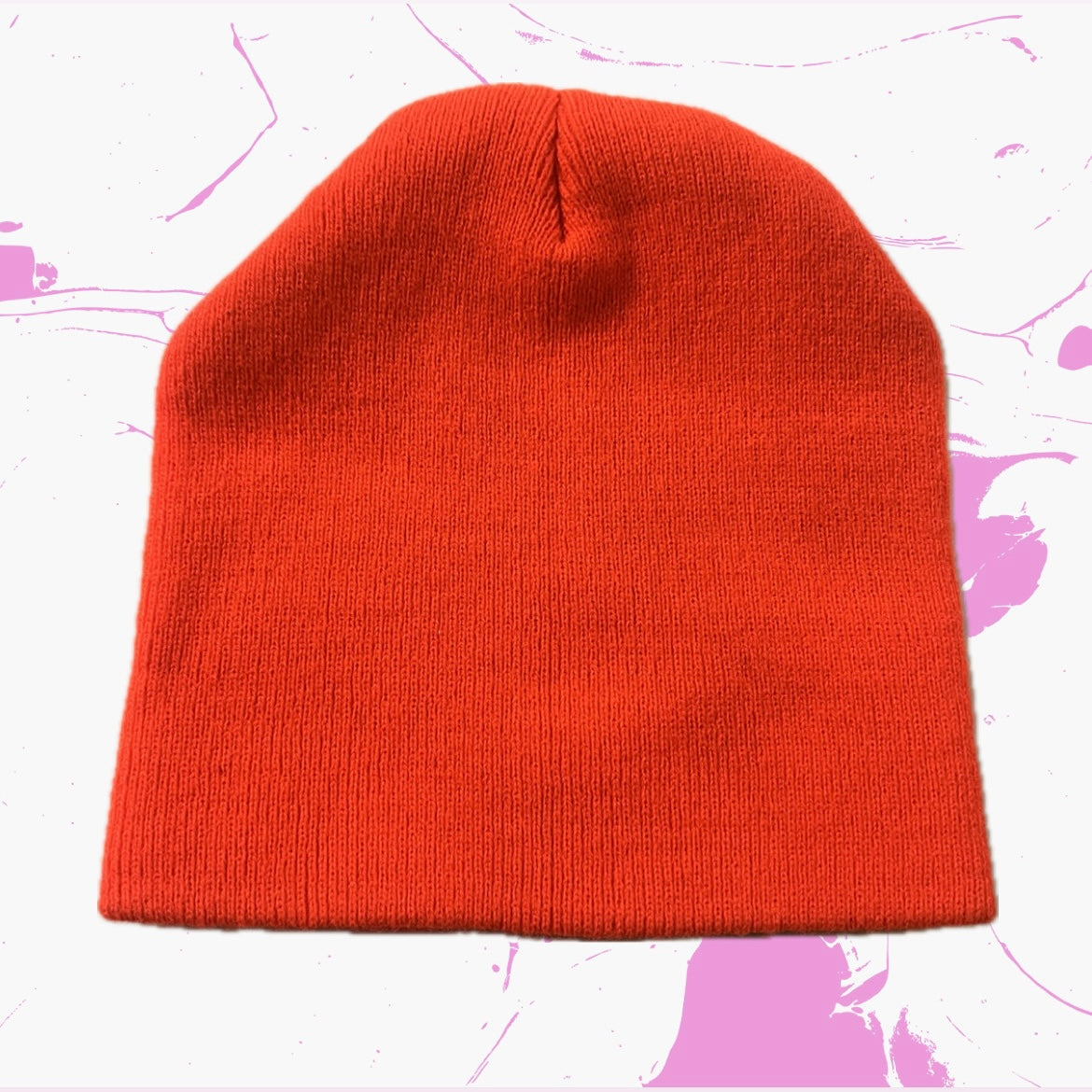 Vintage Knitted Skull Cap Beanie - One Size Fits All - Blaze Orange