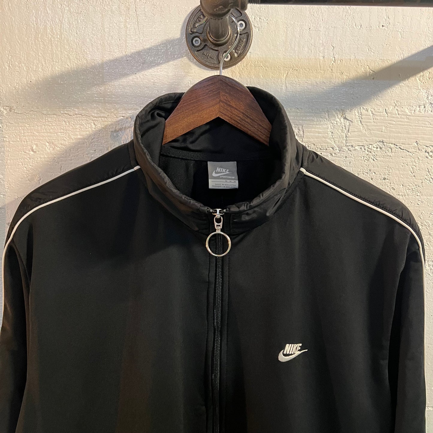 Vintage 2000's Nike Embroidered Sleeve Piping Track Jacket - Size Medium - Black/White