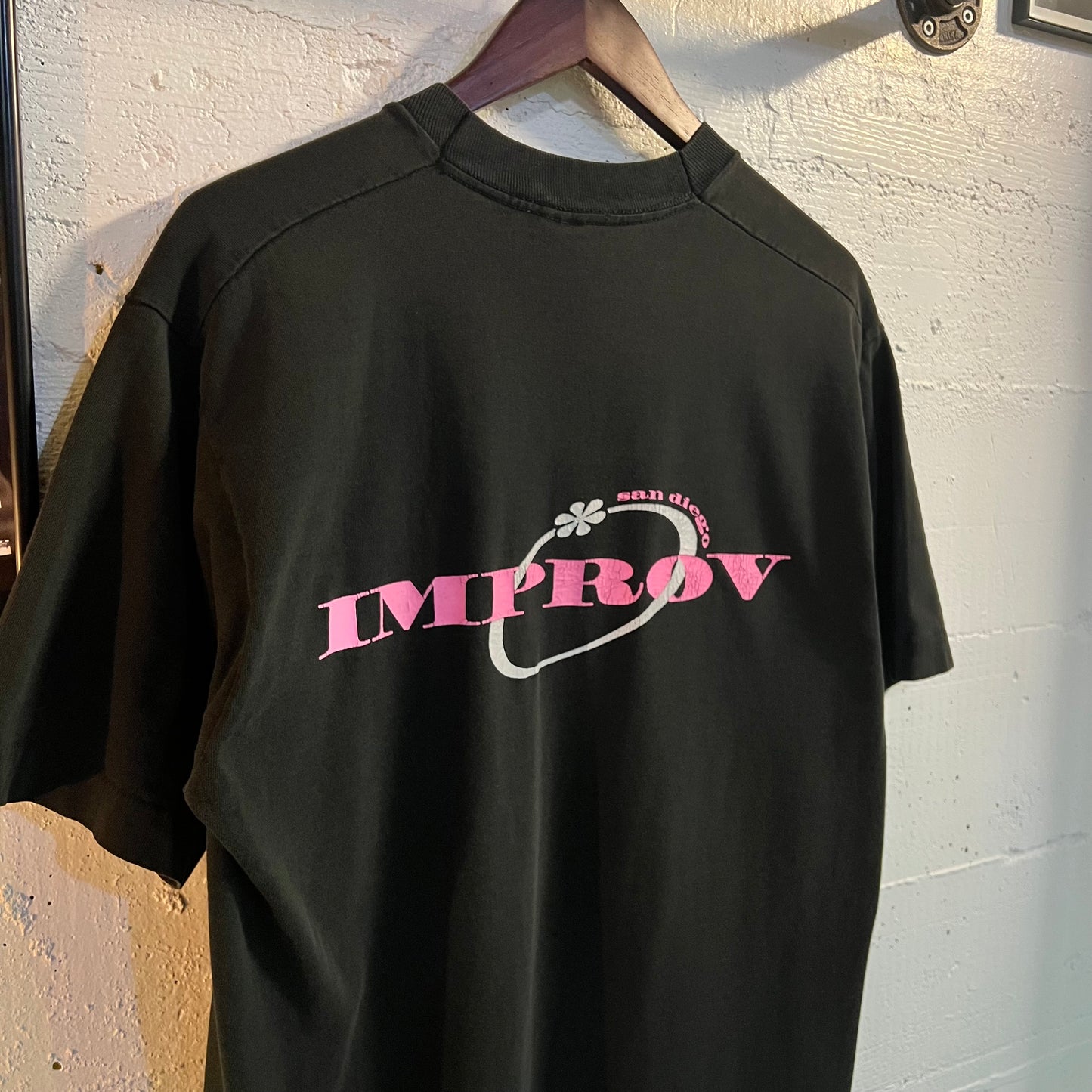 Vintage San Diego Improv Single Stitch T-Shirt - Size Large - Made In USA - Black/Pink/White