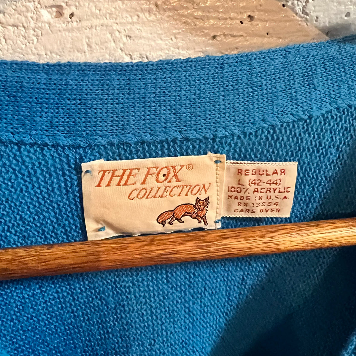 Vintage 70’s/80’s The Fox Collection J.C.Penney Knitted Cardigan Sweater - Size Large Regular - Made In USA - Blue