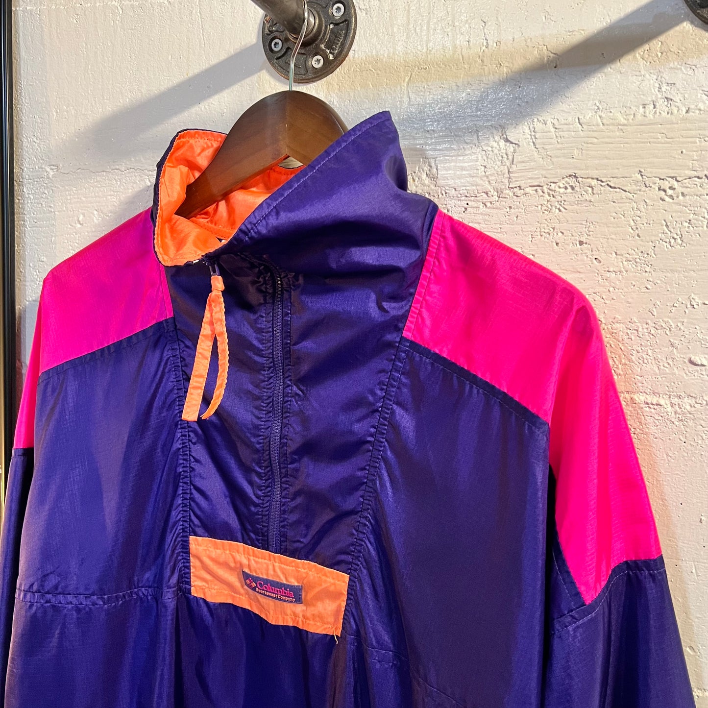 Vintage Columbia Women’s Windbreaker Top & Bottom Set - Size XL/L - Made In Taiwan - Purple/Pink/Orange