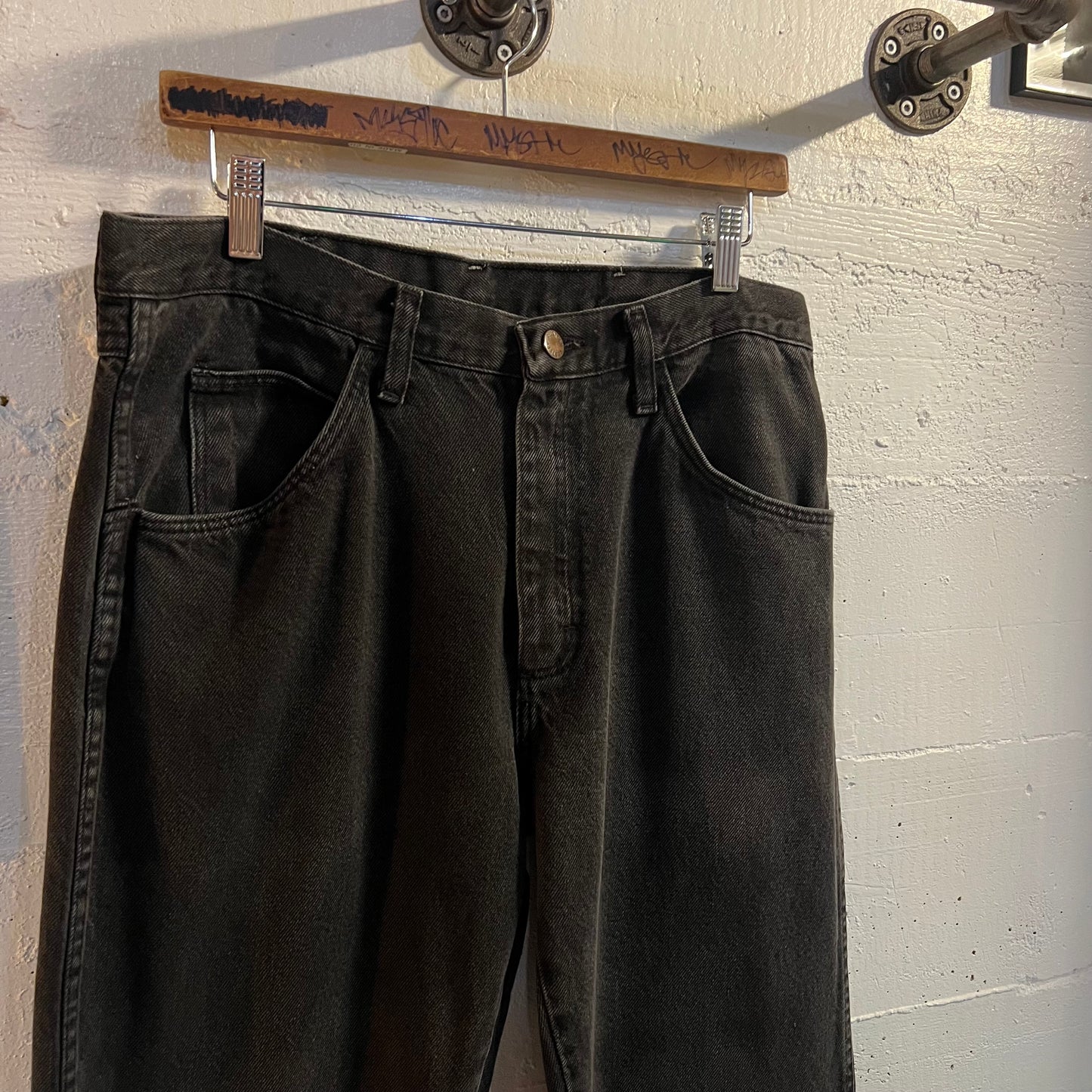 Vintage 2000's Rustler Faded Black Denim Jeans - Size 33" x 30" - Faded Black Denim
