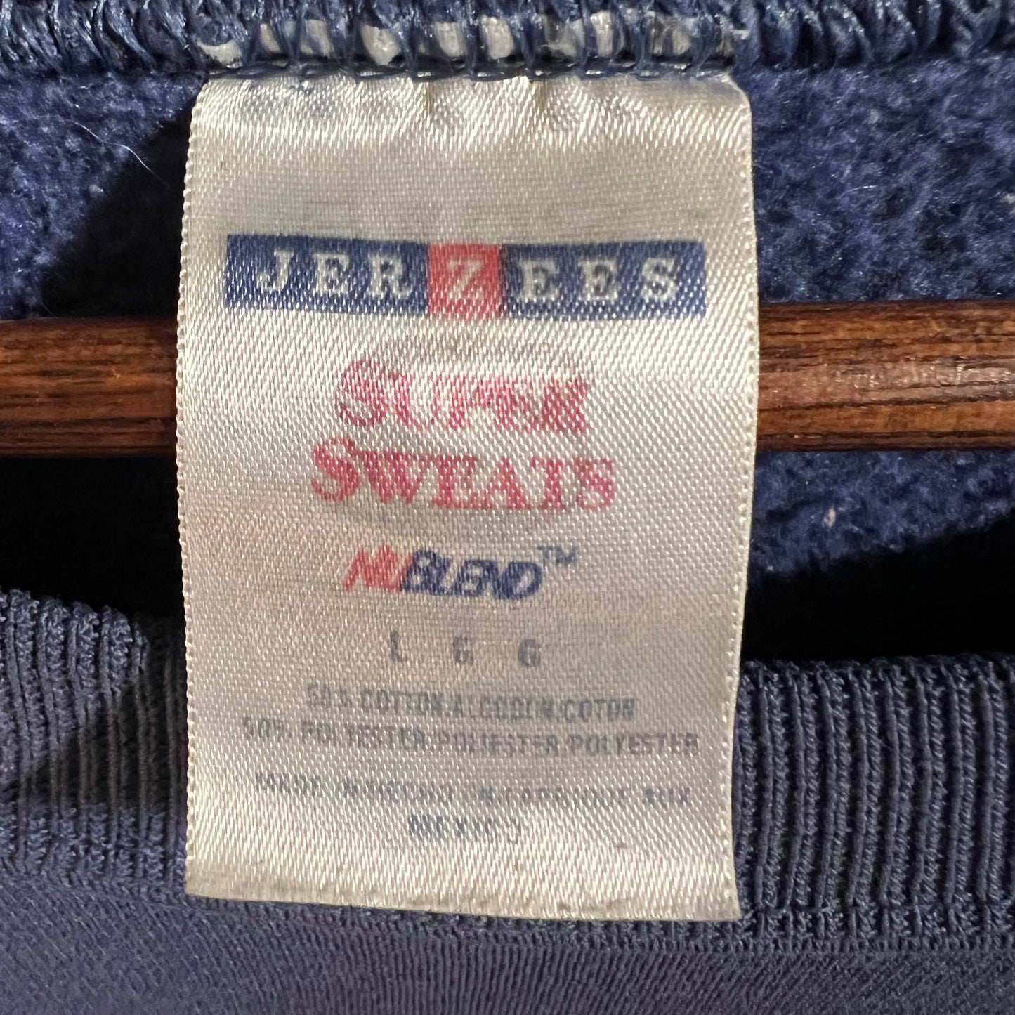 Vintage 2000's Jerzees Super Sweats Blank Faded & Distressed Crewneck Sweatshirt - Size Large - Faded Navy