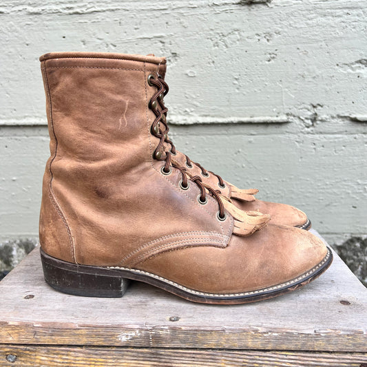 Vintage Laredo Women's Leather Lace Up Kiltie Boots - Size 10M (Medium Width) - Made In USA - Leather