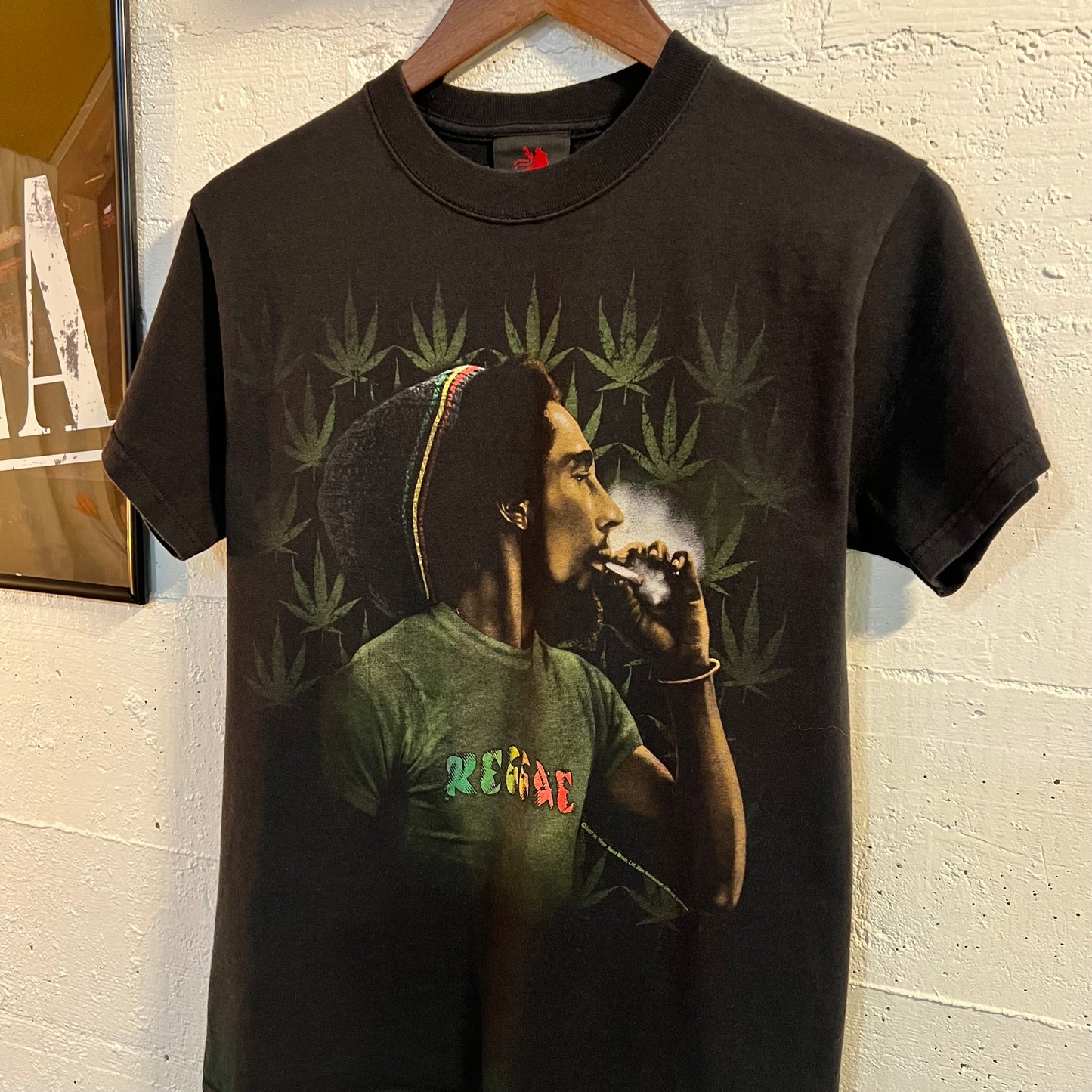 2007 Zion Roots Wear Bob Marley ‘Ganja’ T-Shirt - Size Small - Made In USA - Black/Multi