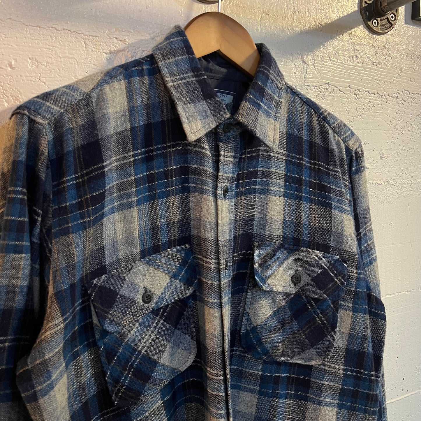 Vintage Fieldmaster Wool Blend Plaid Flannel - Size Medium - Blue/Grey