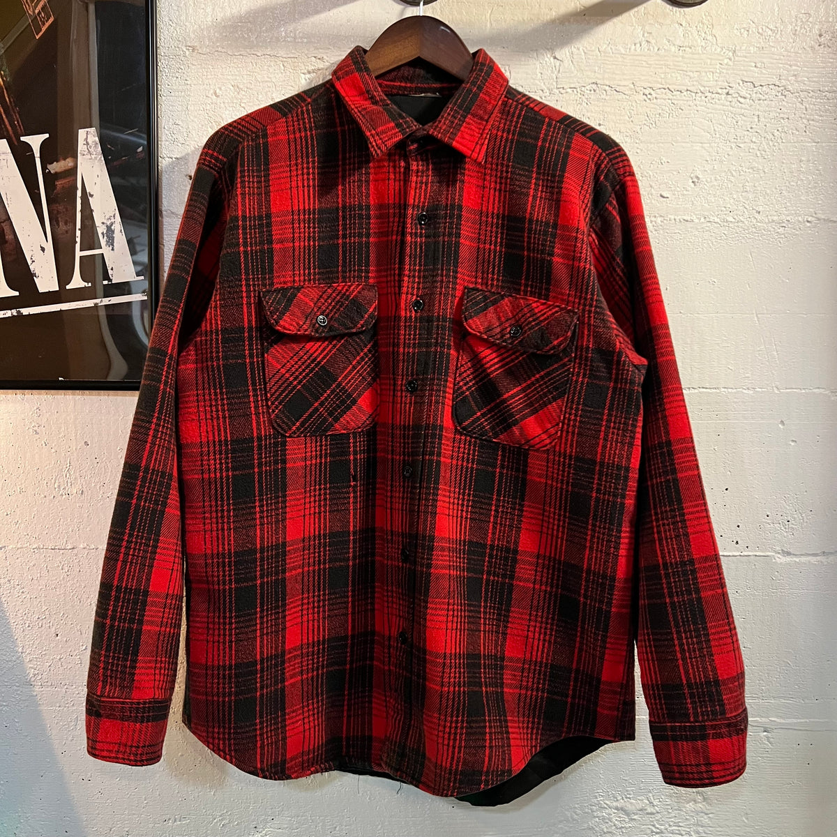 Vintage Plaid Quilted Plaid Flannel Overshirt - Size Large - Red/Black