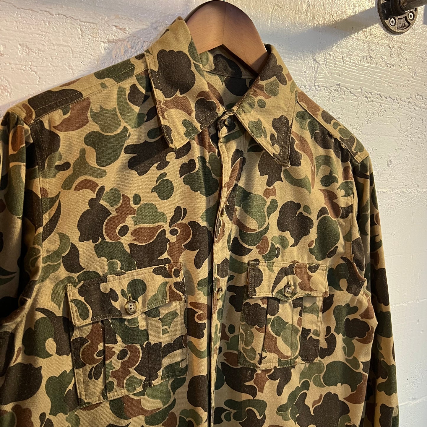 True Vintage 60's/70's Frogskin/Duck Camo Field Jacket Shirt - Size M/L - Cotton
