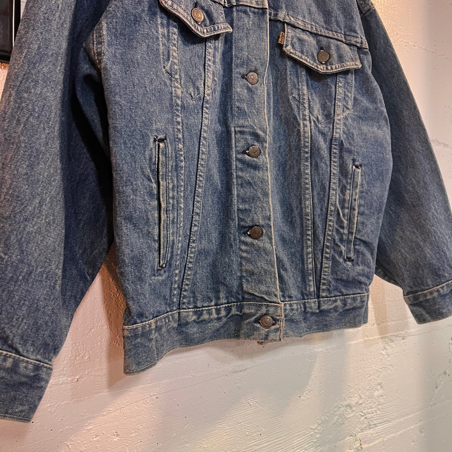 Vintage 90's Levi's Brown Tab Type III Denim Trucker Jacket - Size Small - Made In USA - Medium Stone Wash Blue