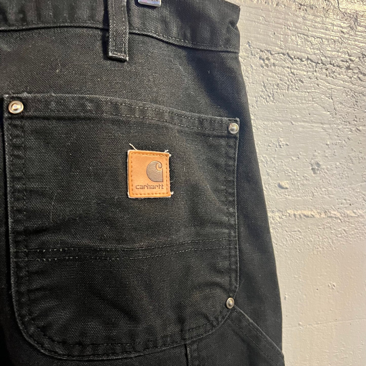 Vintage Carhartt Duck Canvas Original Fit Double Knee Work Pants - Size 35" x 32" - Black - B136 BLK