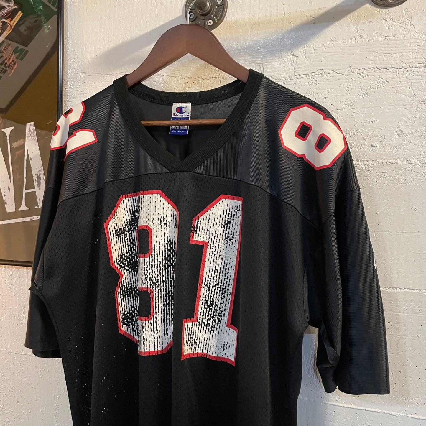 Vintage 90’s Champion Atlanta Falcons ‘Terance Mathis’ #81 Mesh Football Jersey - Size Medium - Black/White/Red
