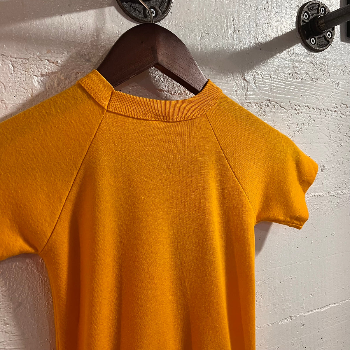 True Vintage 1970's Buster Brown 50/50 Blend Raglan Sleeve Baby Tee - Size XS - Golden/Yellow - Made In USA