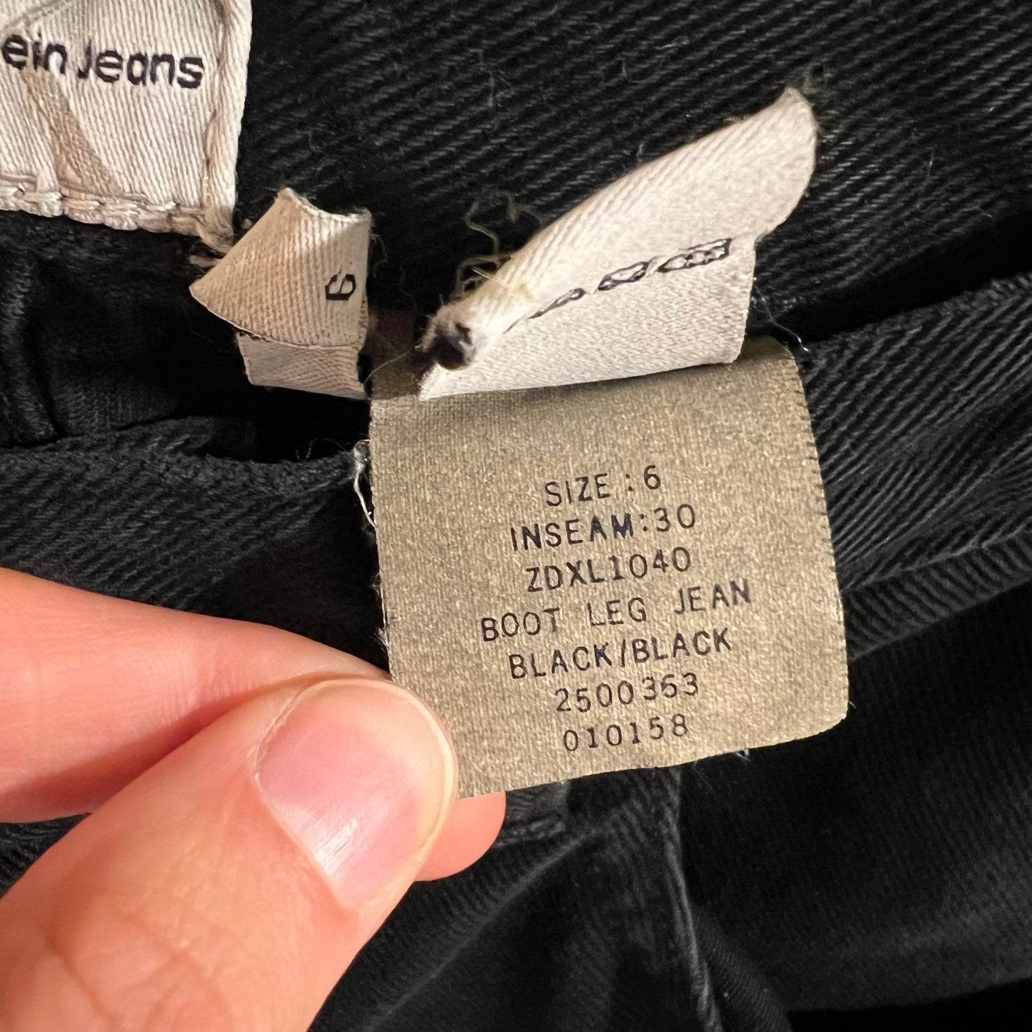 Vintage 90's Calvin Klein Jeans Zipper Fly Bootleg Jeans - Size 6 (29"x30") - Black/Black - 100% Cotton