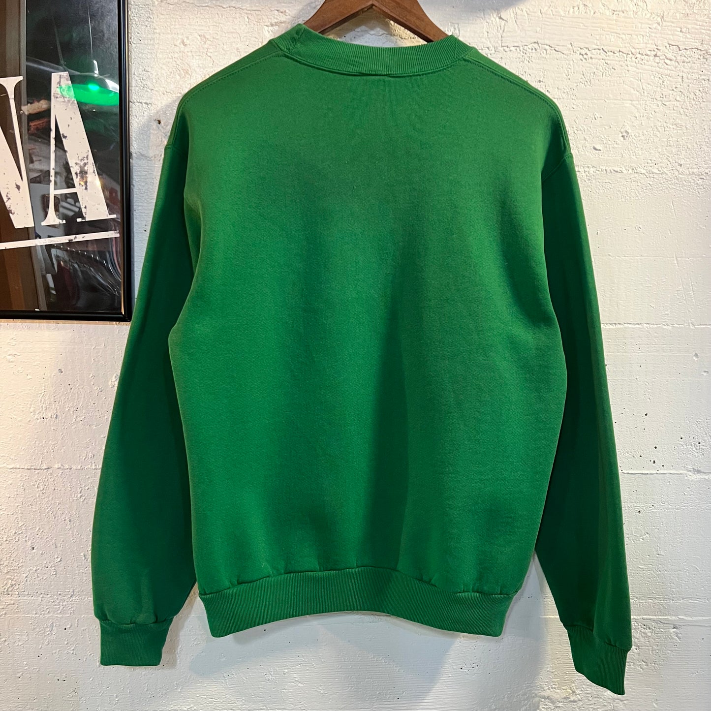 Vintage 1980's Distressed Russell Athletic Huskies Collegiate Crewneck Sweatshirt - Size Medium - Made In USA - Green/White/Black