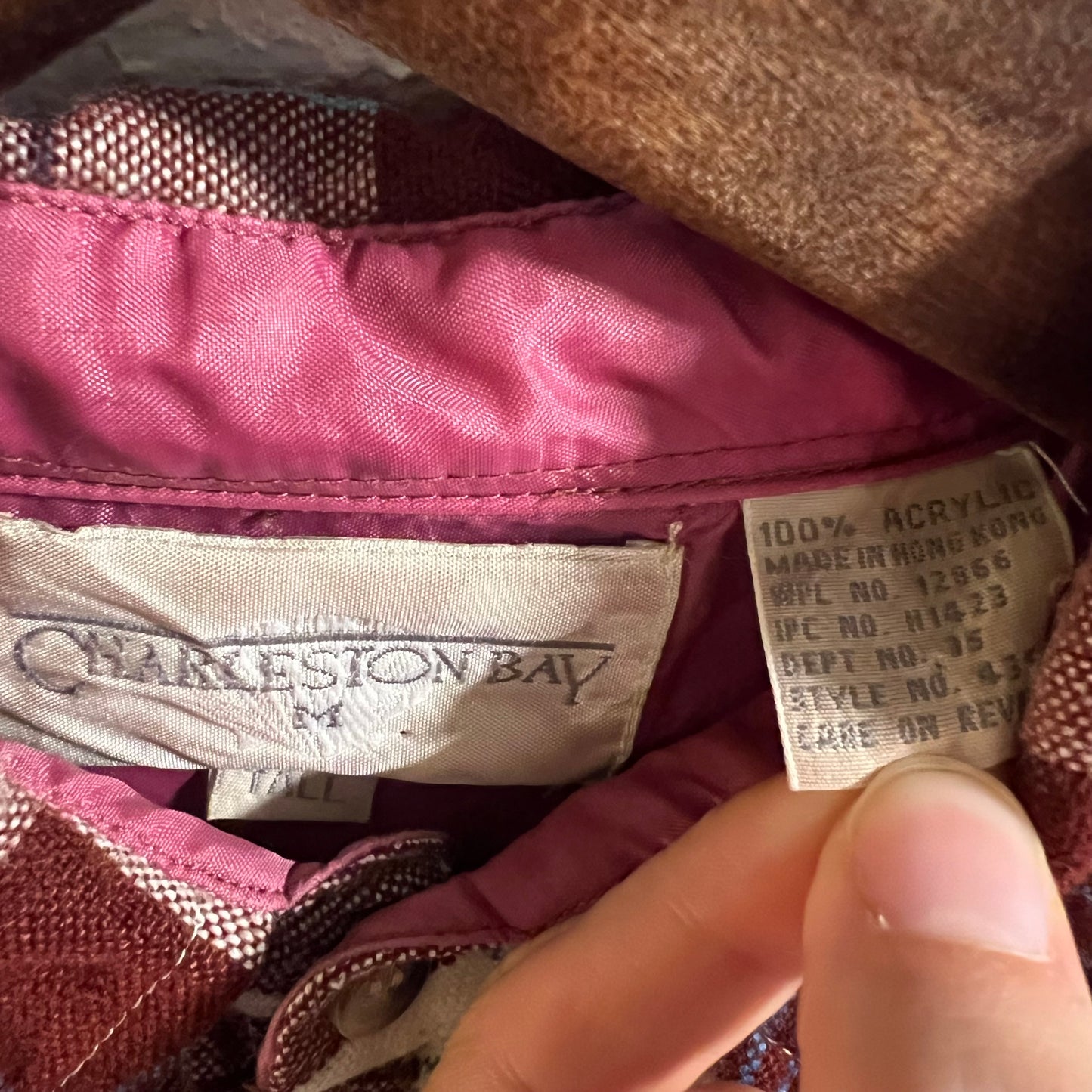 Vintage Charleston Bay Cropped Plaid Flannel - Size Medium - Red/Blue/White