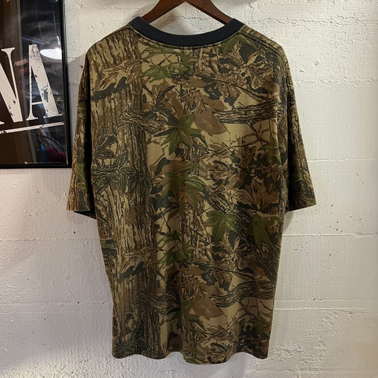 Vintage Realtree Camo Single Stitch Pocket T-Shirt - Size XL - Faded Black/Earth Toned