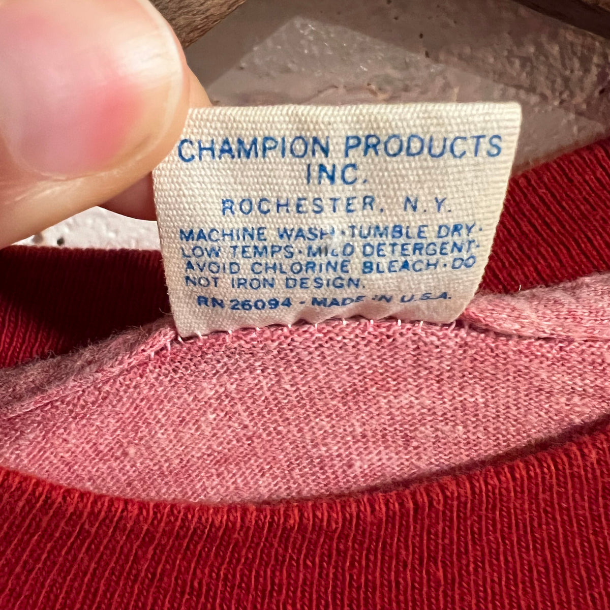 Vintage 80’s Champion Ball State University Single Stitch Ringer Baby T-Shirt - Size Youth Medium - Made In USA - Red