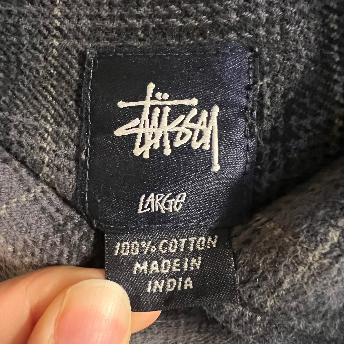 *Pre-Owned* Stüssy Plaid Beach Flannel Button Up Shirt - Size Large - Black/Smoke Gray