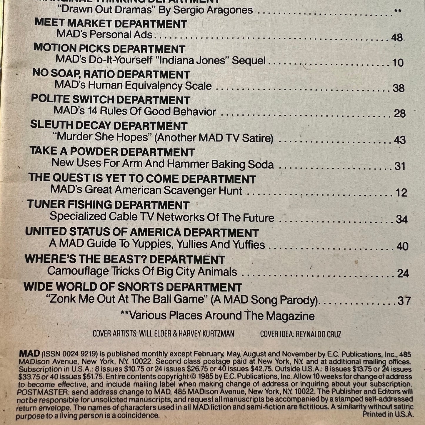 Vintage 1986 MAD Magazine 'No. 261 - Miami Vice & Murder She Wrote'