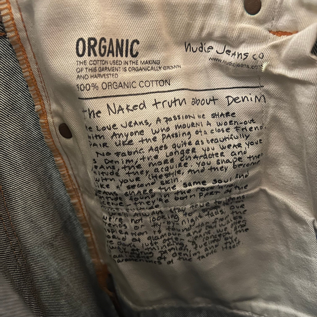 *Pre-Owned* Nudie Jeans Lean Dean 'Dry 16 Dips' Raw Denim Jeans - Size 31" x 30.5" - Made In Italy