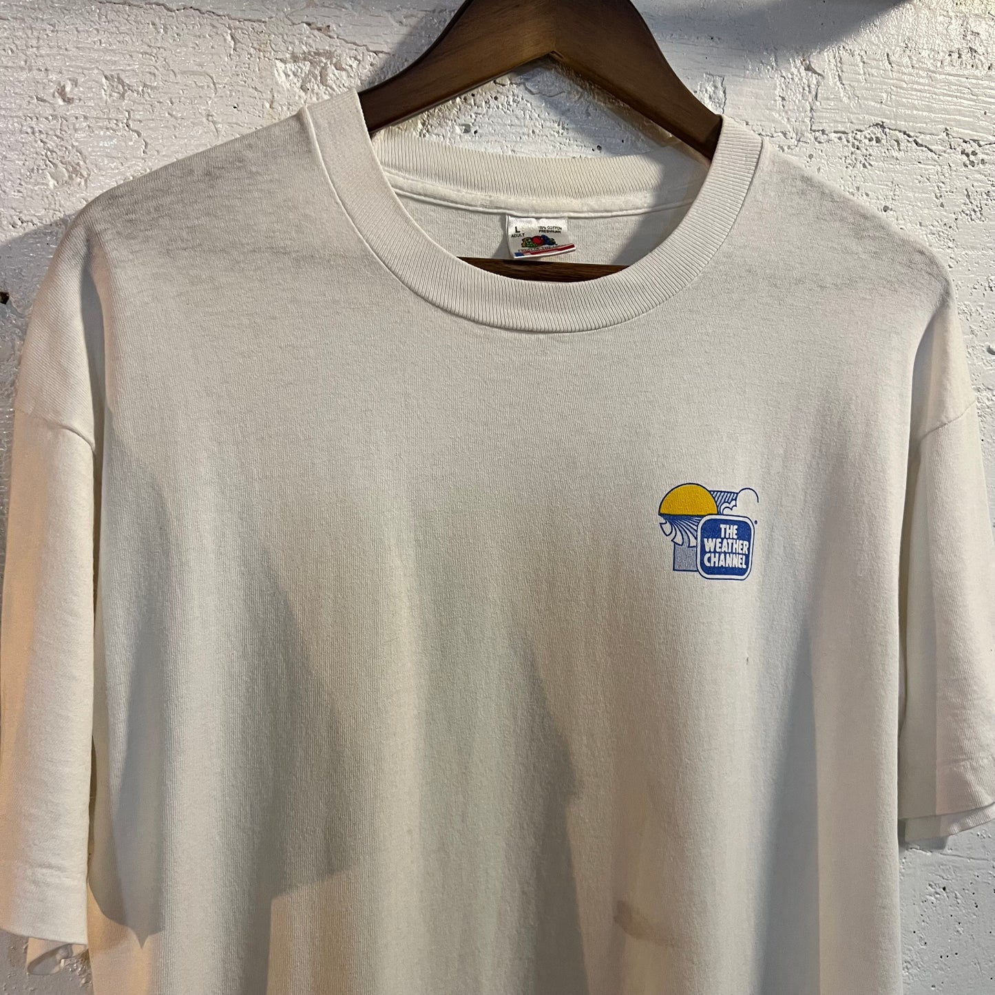 Vintage 90's Distressed The Weather Channel Single Stitch T-Shirt - Size Large - Made In USA - White
