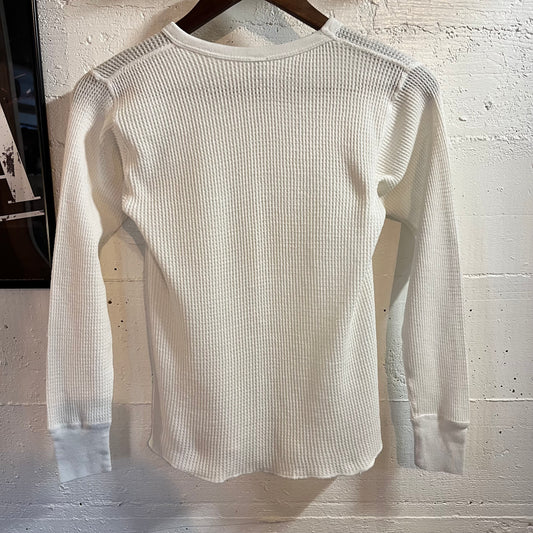 Vintage 80’s J.E. Morgan Cozy Waffle Knit Long Sleeve Shirt - Size Medium - Made In USA - White