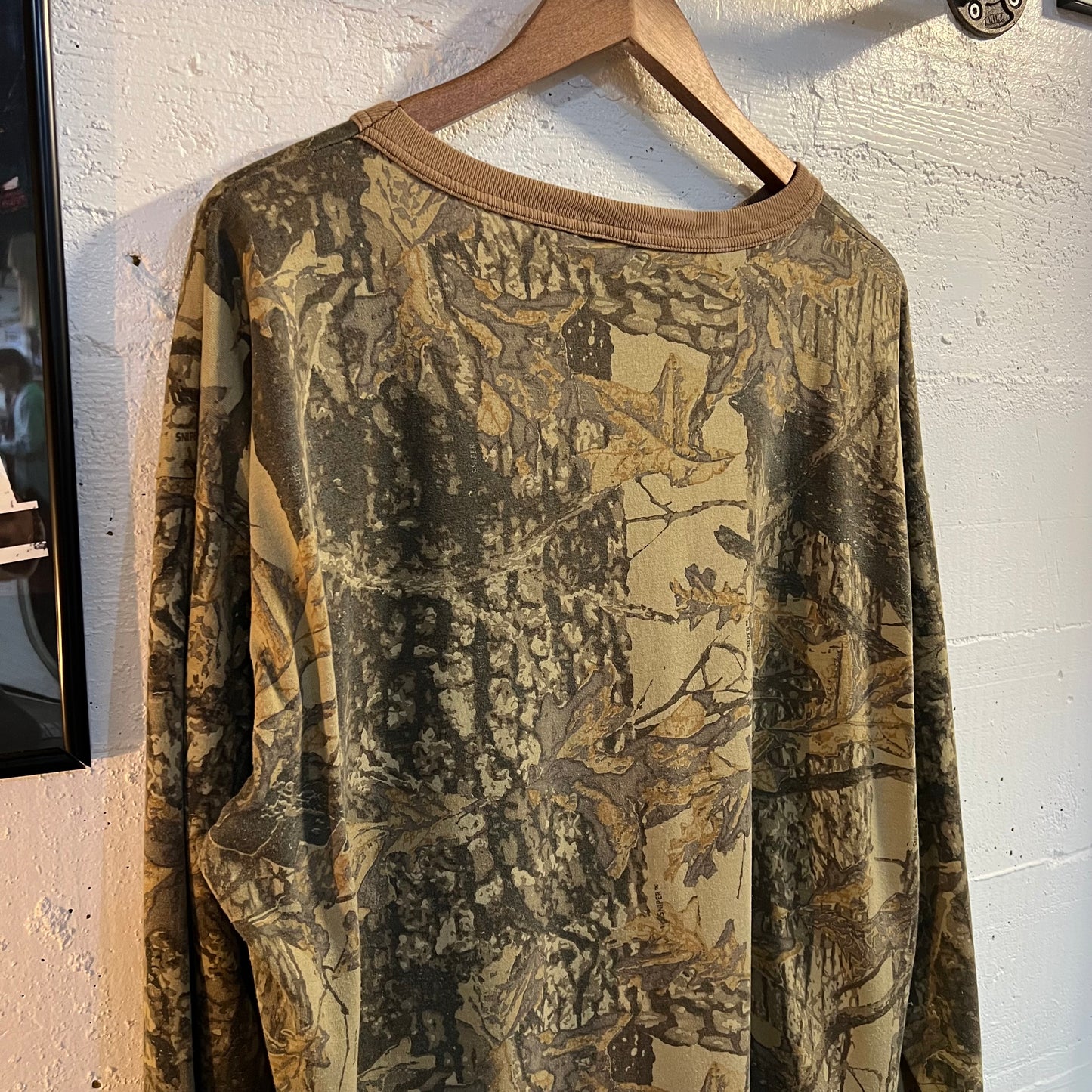 True Vintage Sniper Tree Camo Single Stitch Long Sleeve T-Shirt - Size XXL - Made In USA - Earthtoned