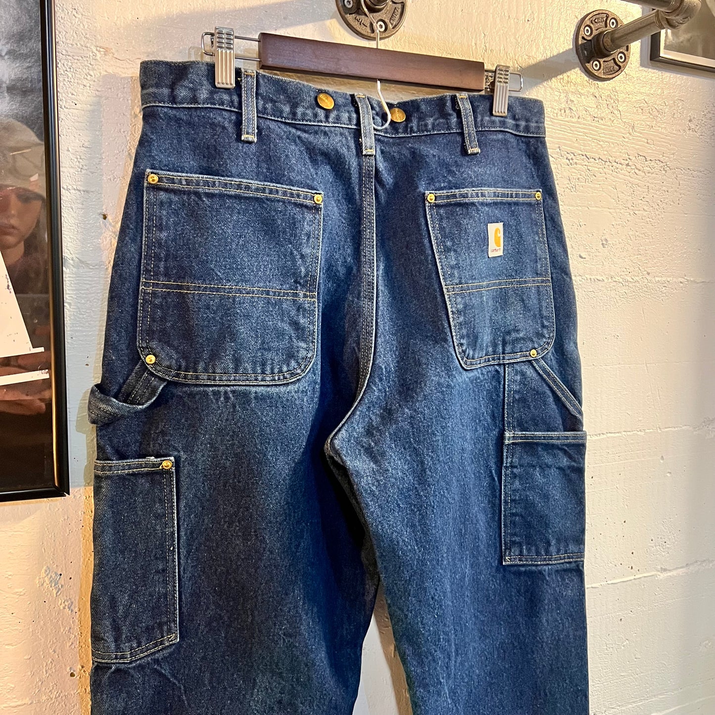 Vintage Carhartt Original Fit Double Knee Denim Carpenter Jeans - Size 32x30 - Dark Wash