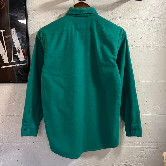 Vintage 70’s/80’s Five Brothers Chamois Cloth Long Sleeve Button Up Shirt - Size XS - Union Made In The USA - Kelly Green