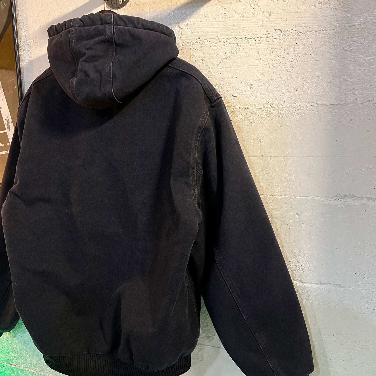 Vintage Carhartt J130 MDT Duck Canvas Hooded Jacket - Size Medium - Navy Blue