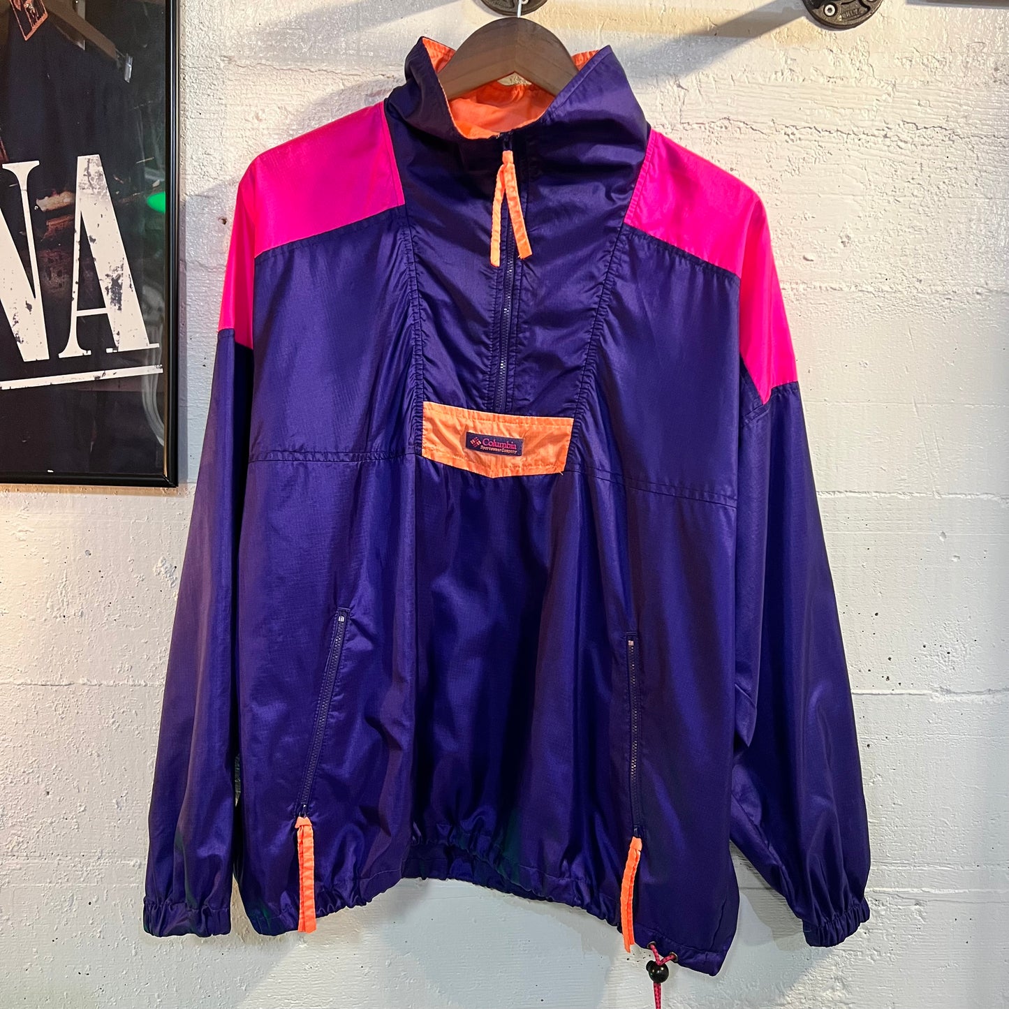 Vintage Columbia Women’s Windbreaker Top & Bottom Set - Size XL/L - Made In Taiwan - Purple/Pink/Orange