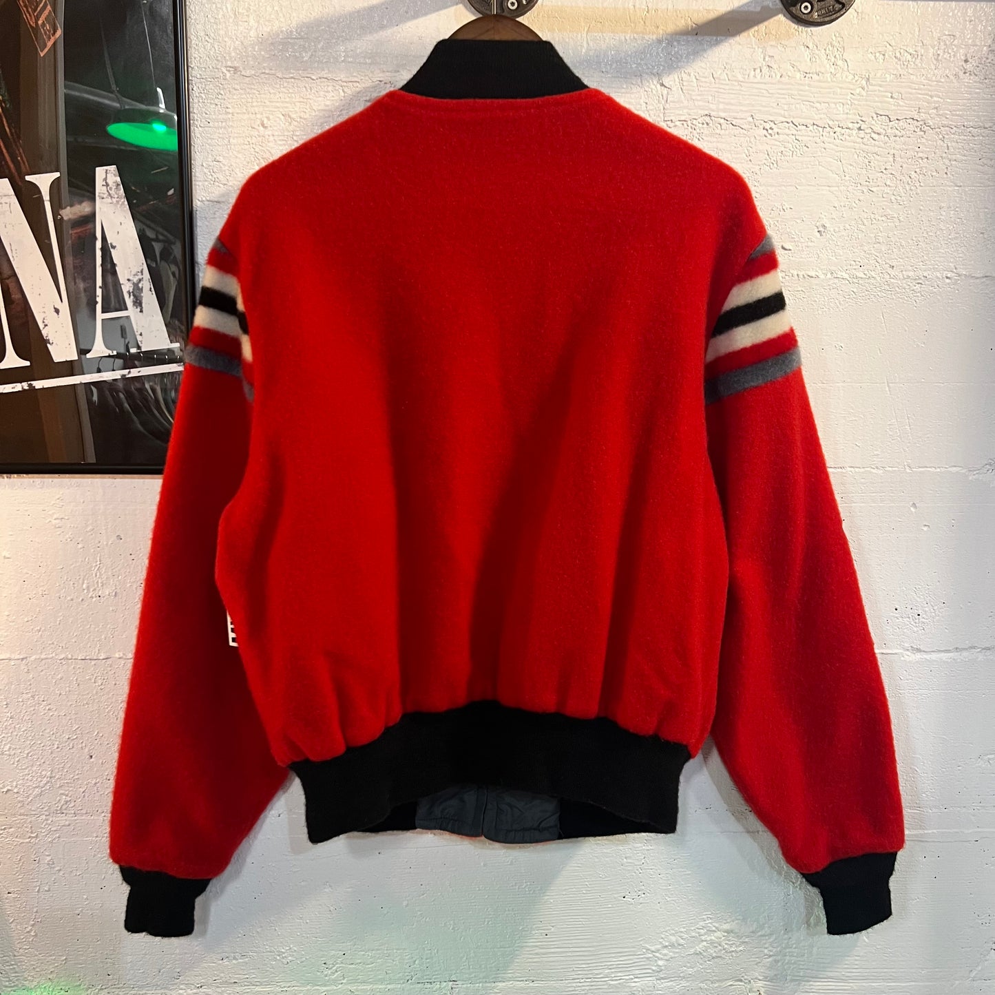 Vintage 1940's Striped Mohair Wool Reversible Stadium Bomber Jacket - Size Large - Made In USA - Talon Zipper