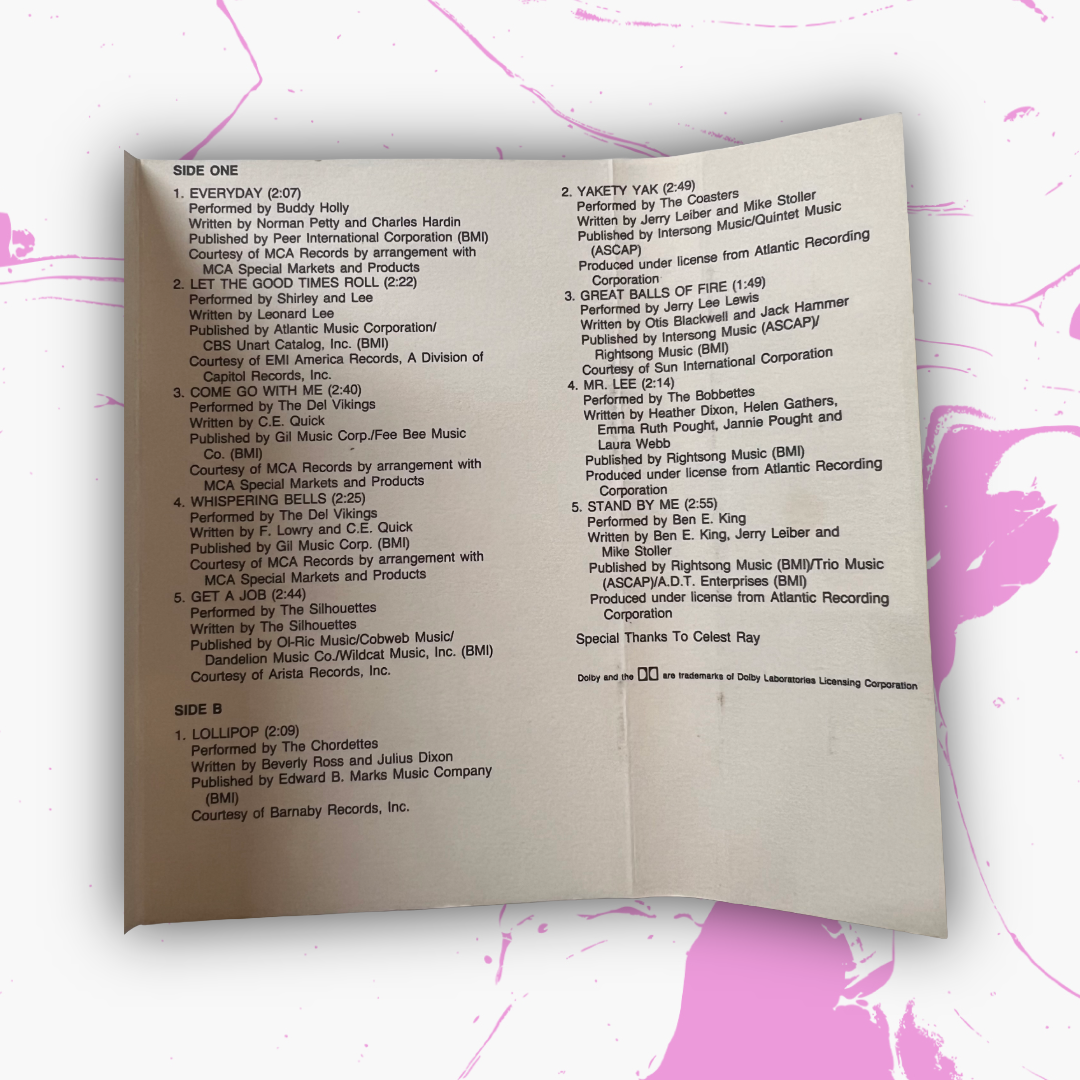 Vintage 1986 Stand By Me 'Original Motion Picture Soundtrack' Cassette Tape