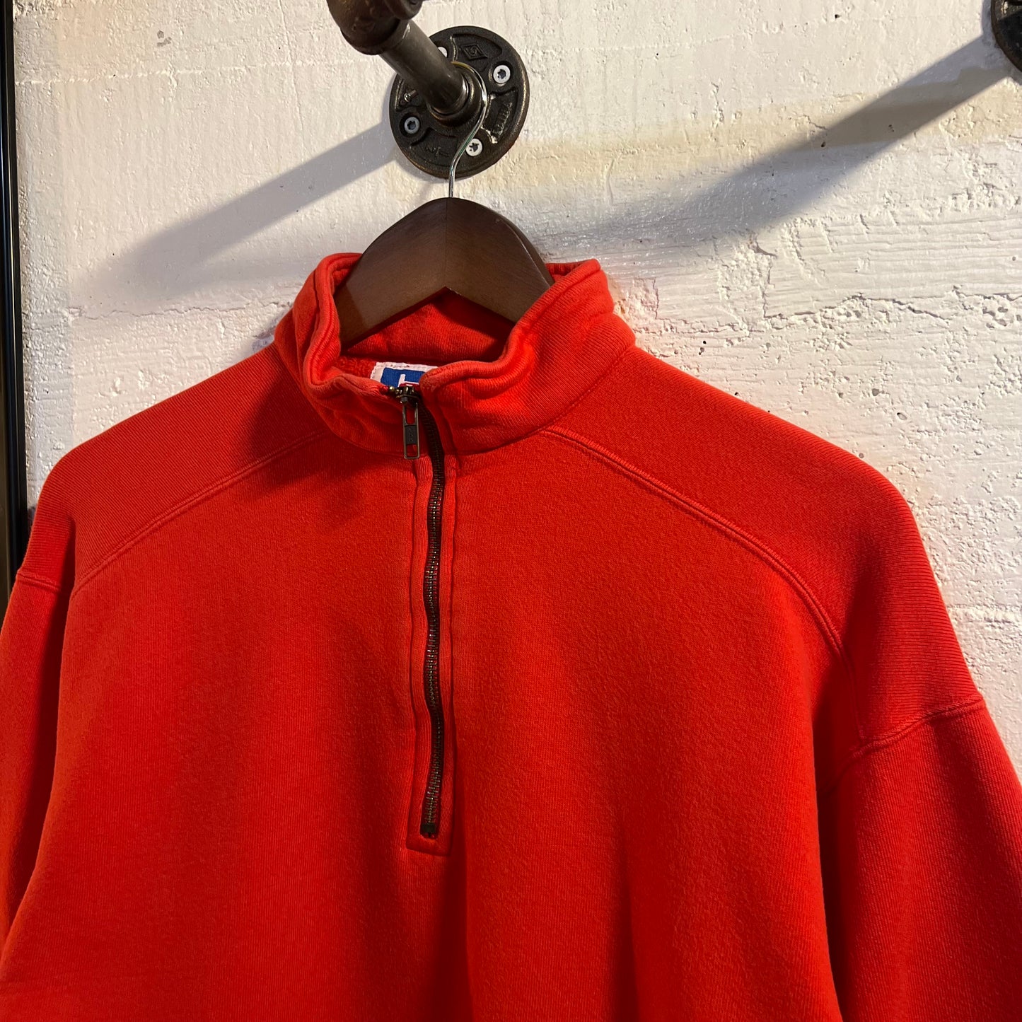Vintage Russell Athletic 1/4 Zip Pullover Crewneck Sweatshirt - Size Medium - Made In USA - Red