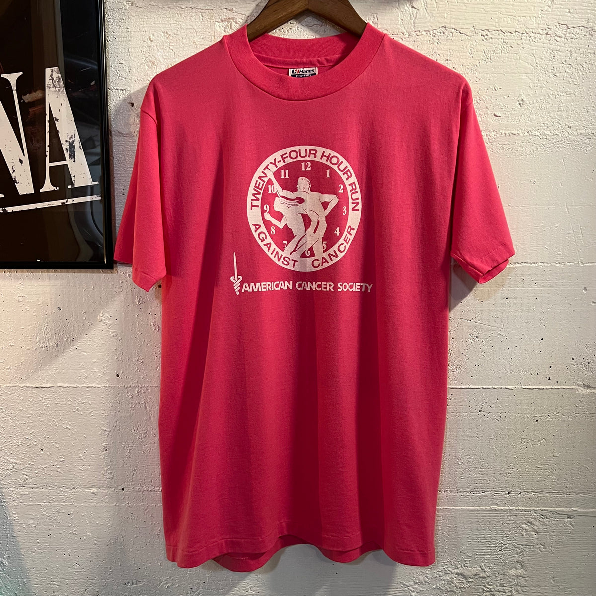 Vintage 90’s American Cancer Society 24hr Run Single Stitch T-Shirt - Size Large - Made In USA - Pink/White
